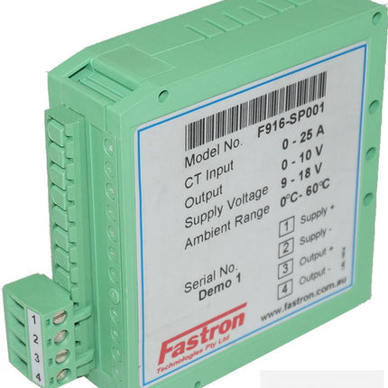 F916-SP001 (P030850) (P971211) 25 Amp DC Trackside Measurement Transducer, 0-10VDC Output, 9-36VDC Supply ARTC Approved-DC Current Transducer-Fastron Electronics-Fastron Electronics Store