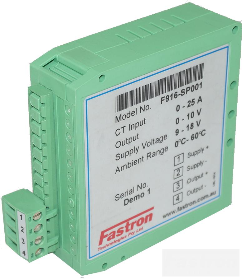 F916-SP001 (P030850) (P971211) 25 Amp DC Trackside Measurement Transducer, 0-10VDC Output, 9-36VDC Supply ARTC Approved-DC Current Transducer-Fastron Electronics-Fastron Electronics Store