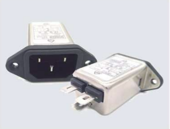 3-101-144, IEC Appliance Inlet, C14/M with 1 Stage EMC (RFI) Line Filter, 15 Amp, Front Side Mounting, Plastic Flange Screw On Type
