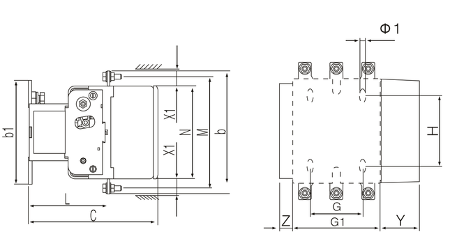 FGC1-F150-230VAC, AC Contactor, 240VAC Control Voltage, 3 Pole NO, Nominal Current = 150 Amps(AC-3) @ 240/400/500/690V