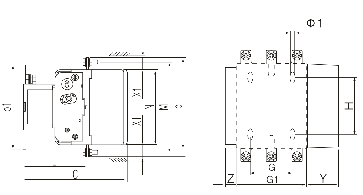 FGC1-F225-230VAC, AC Contactor, 240VAC Control Voltage, 3 Pole NO, Nominal Current = 225 Amps(AC-3) @ 240/400/500/690V
