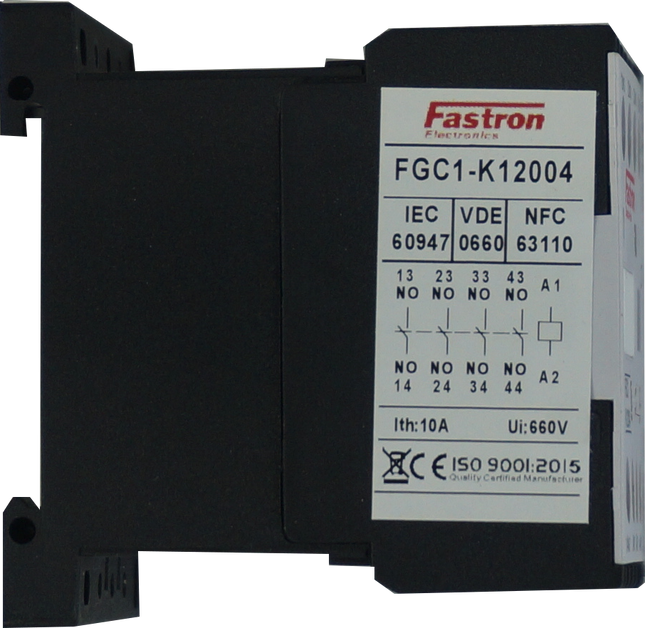FGC1-K12004-230VAC, AC Miniature Contactor 240/400/500/690V, with 230VAC Control Voltage, 4 Pole 4 x NO, Nominal Current = 12 Amps