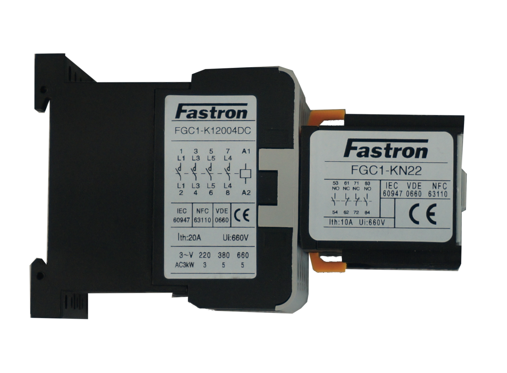 FGC1-K12004-24VDC, AC Miniature Contactor 240/400/500/690V, with 24VDC Control Voltage, 4 Pole 4 x NO, Nominal Current = 12 Amps