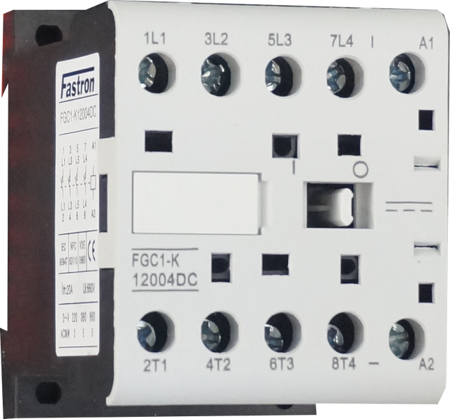 FGC1-K12004-24VDC, AC Miniature Contactor 240/400/500/690V, with 24VDC Control Voltage, 4 Pole 4 x NO, Nominal Current = 12 Amps