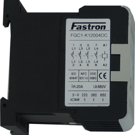 FGC1-K12004-24VDC, AC Miniature Contactor 240/400/500/690V, with 24VDC Control Voltage, 4 Pole 4 x NO, Nominal Current = 12 Amps