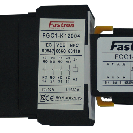 FGC1-K12004-230VAC, AC Miniature Contactor 240/400/500/690V, with 230VAC Control Voltage, 4 Pole 4 x NO, Nominal Current = 12 Amps