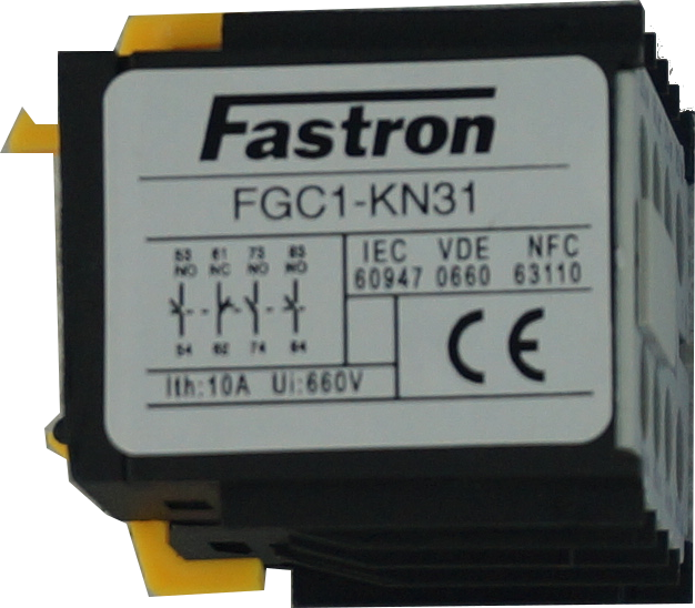 FGC1-KN31, 6 Amp Snap on Auxiliary Contacts for FGC1-K Series Miniature Contactors, 3 x NO, 1 x NC Aux Contacts