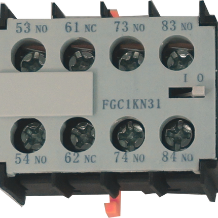 FGC1-KN31, 6 Amp Snap on Auxiliary Contacts for FGC1-K Series Miniature Contactors, 3 x NO, 1 x NC Aux Contacts
