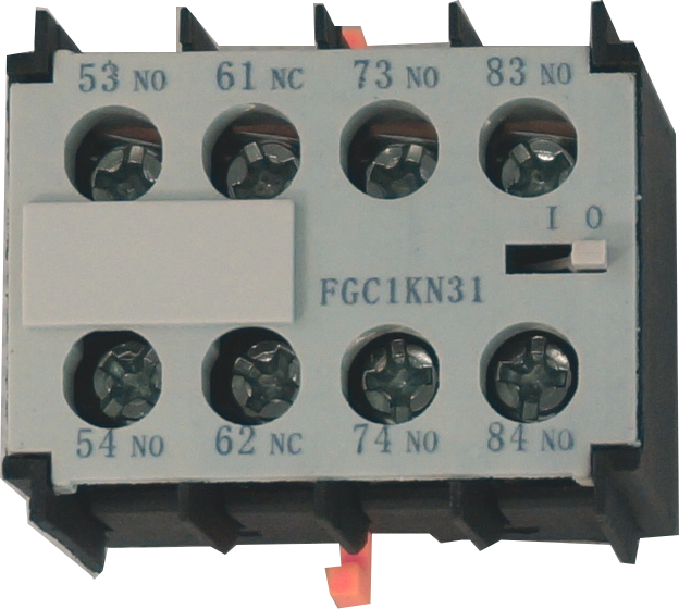 FGC1-KN31, 6 Amp Snap on Auxiliary Contacts for FGC1-K Series Miniature Contactors, 3 x NO, 1 x NC Aux Contacts