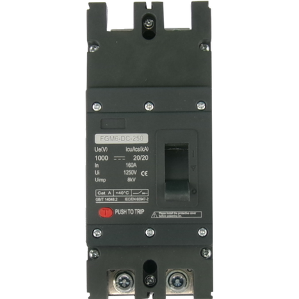 FGM6DC-2PL-320 200A, 2 Pole DC Moulded Case Circuit Breaker (MCCB) Fixed Type 20kA 200 Amp, 1000VDC