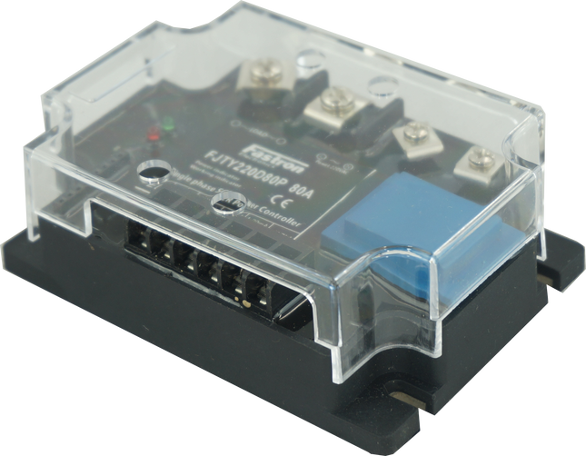 FJTY220D80P, Single Phase Intelligent Phase or Burst Control Module with 2 second Soft Start, 4-20mA,0-10V,0-5V,10K POT Input, 220VAC, 80 Amp Per Phase