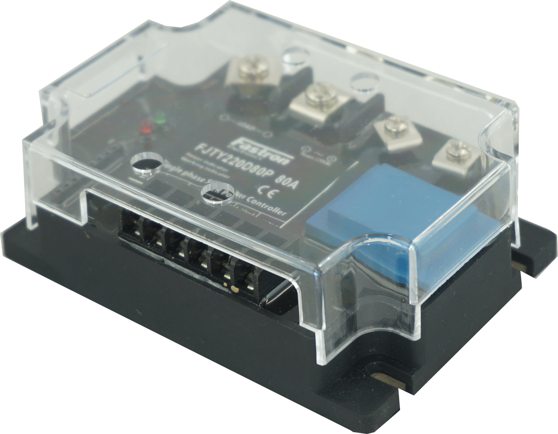 HS212F + FJTY220D80P, Single Phase Intelligent Phase or Burst Controller with 2 second Soft Start, 4-20mA,0-10V,0-5V,10K POT Input, 220VAC, 80 Amp @ 50 Deg C