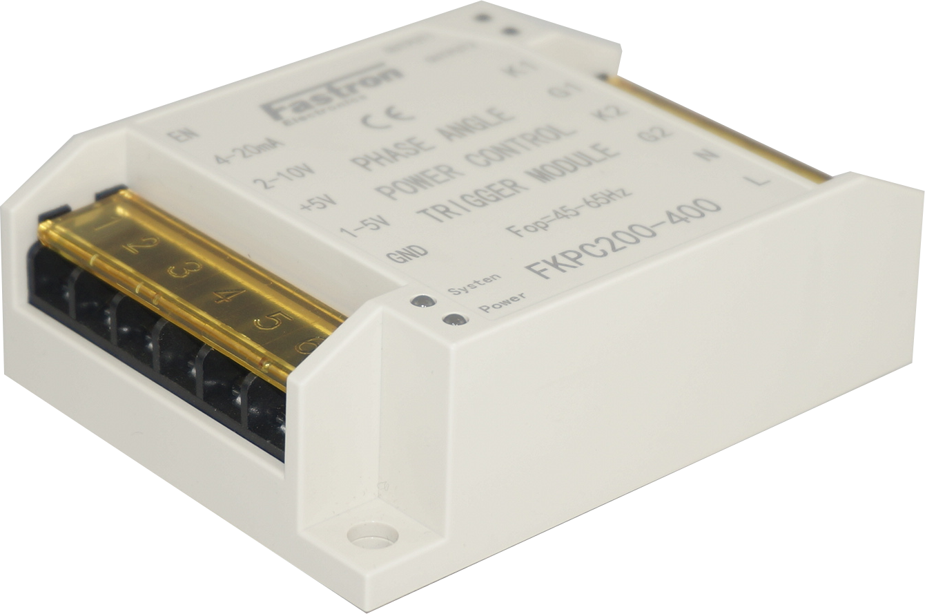 FKPC200-400 (FKPC-240-CE), Single Phase Voltage Control SCR Trigger Module, 4-20mA,2-10V,1-5V,5K POT Input, 200-450VAC, 240VAC Aux Supply, CE Approved, See FKPC-200-400 REV 2 FOR UPDATED DESIGN