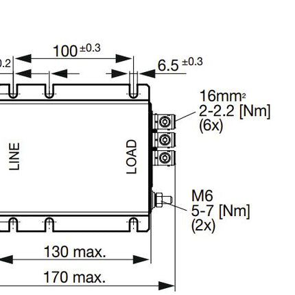 3-108-714, 1 Stage 3 Phase + N EMC (RFI) Line Filter, 64 Amp, FMAD NEO, 520VAC, Very High Attenuation