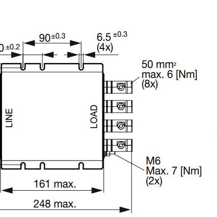 3-108-716, 1 Stage 3 Phase + N EMC (RFI) Line Filter, 110 Amp, FMAD NEO, 520VAC, Very High Attenuation