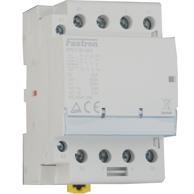 FPC1-25-04C-230VAC/DC, 4 Pole 4 x SPST NO Modular Contactor 440VAC 25 Amp, 230VDC Coil Voltage, 50/60Hz, Hum Free