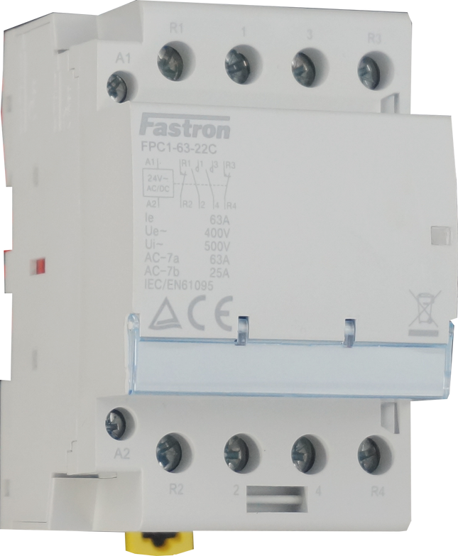 FPC1-25-22C-24VAC/DC, 4 Pole 2 x SPST NO, Configuration_2 x SPST (2 x NC), Modular Contactor 440VAC 25 Amp 50/60Hz, 24VAC/DC Coil Voltage, Hum Free