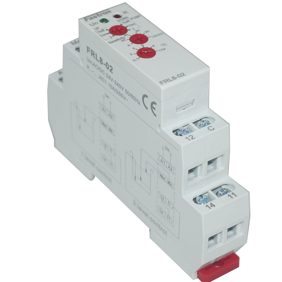 FRL8-01, Liquid Level Switch, 240VAC or 24VAC/DC Aux Supply 16 Amp changeover/SPDT, 2 Level Control