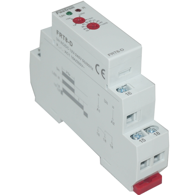FRT8-D/W240, Delay Off Timer without Supply Voltage 12-240 V AC/DC, 0.1s - 10 Min, 1 x SPDT 16 Amp