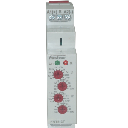 FRT8-2T/W240, Double Delay On Timer 12-240 V AC/DC, 0.1s - 10 Days, 2 x SPDT 16 Amp