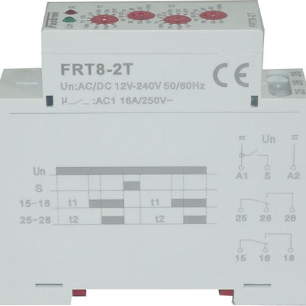FRT8-2T/W240, Double Delay On Timer 12-240 V AC/DC, 0.1s - 10 Days, 2 x SPDT 16 Amp-Timer-Fastron Electronics-Fastron Electronics Store