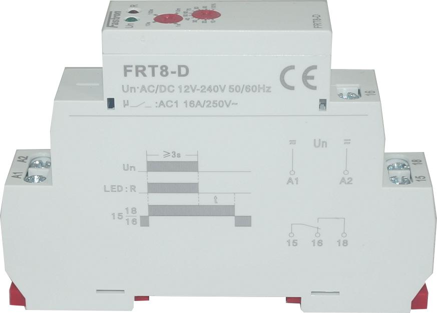 FRT8-D/W240, Delay Off Timer without Supply Voltage 12-240 V AC/DC, 0.1s - 10 Min, 1 x SPDT 16 Amp-Timer-Fastron Electronics-Fastron Electronics Store