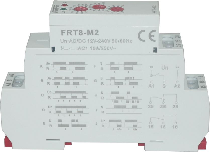FRT8-M2/W240, Multifunction Timer 12-240 V AC/DC, 0.1s - 10 Days, 2 x SPDT 16 Amp