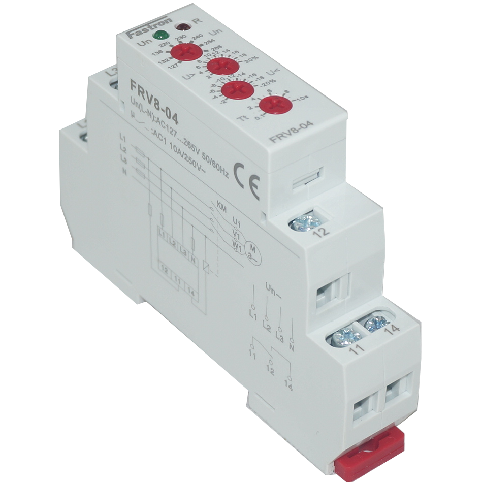 FRV 8-02/AD240, 50 to 270VAC Voltage Monitoring Relay, Single Phase Over/Under Voltage Detection, 1 x CO SPDT 10 Amp Contact, Adjustable Timer Delay, Adjustable Upper and Lower Voltage Limits