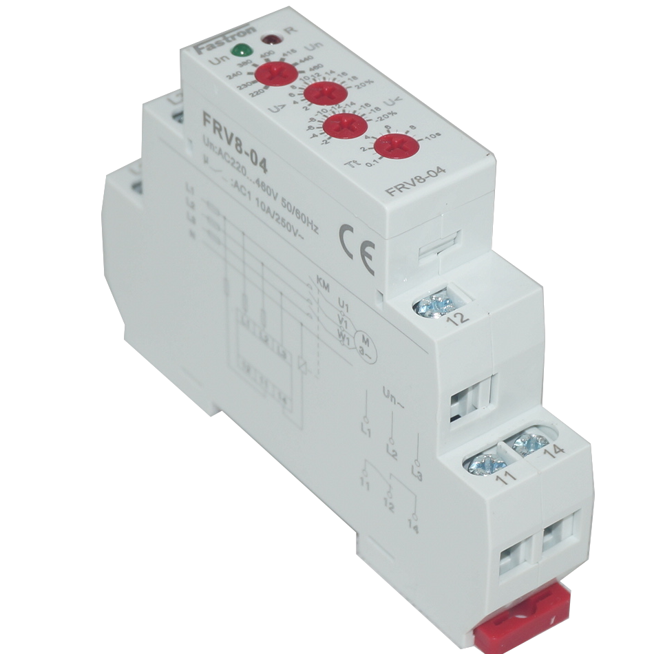 FRV 8-04/460, 220-460VAC L-L Voltage Monitoring Relay, 3 Phase Over/Under Voltage Detection, 1 x CO SPDT 8 Amp Contact, Adjustable Timer Delay, Adjustable Upper and Lower Voltage Limits