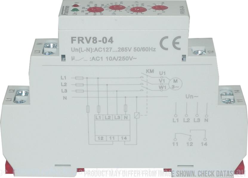 FRV 8-04/265, 127 to 265VAC L-N Voltage Monitoring Relay, 3 Phase 4 Wire Over/Under Voltage Detection, 1 x CO SPDT 8 Amp Contact, Adjustable Timer Delay, Adjustable Upper and Lower Voltage Limits-Monitoring Relay-Iskra Doo-Fastron Electronics Store