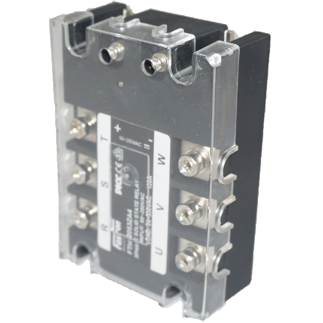 FTH2553ZA4, Solid State Relay, 3 Phase 90-280VAC Control, 25A, 70-530VAC Load, with IP20 Cover