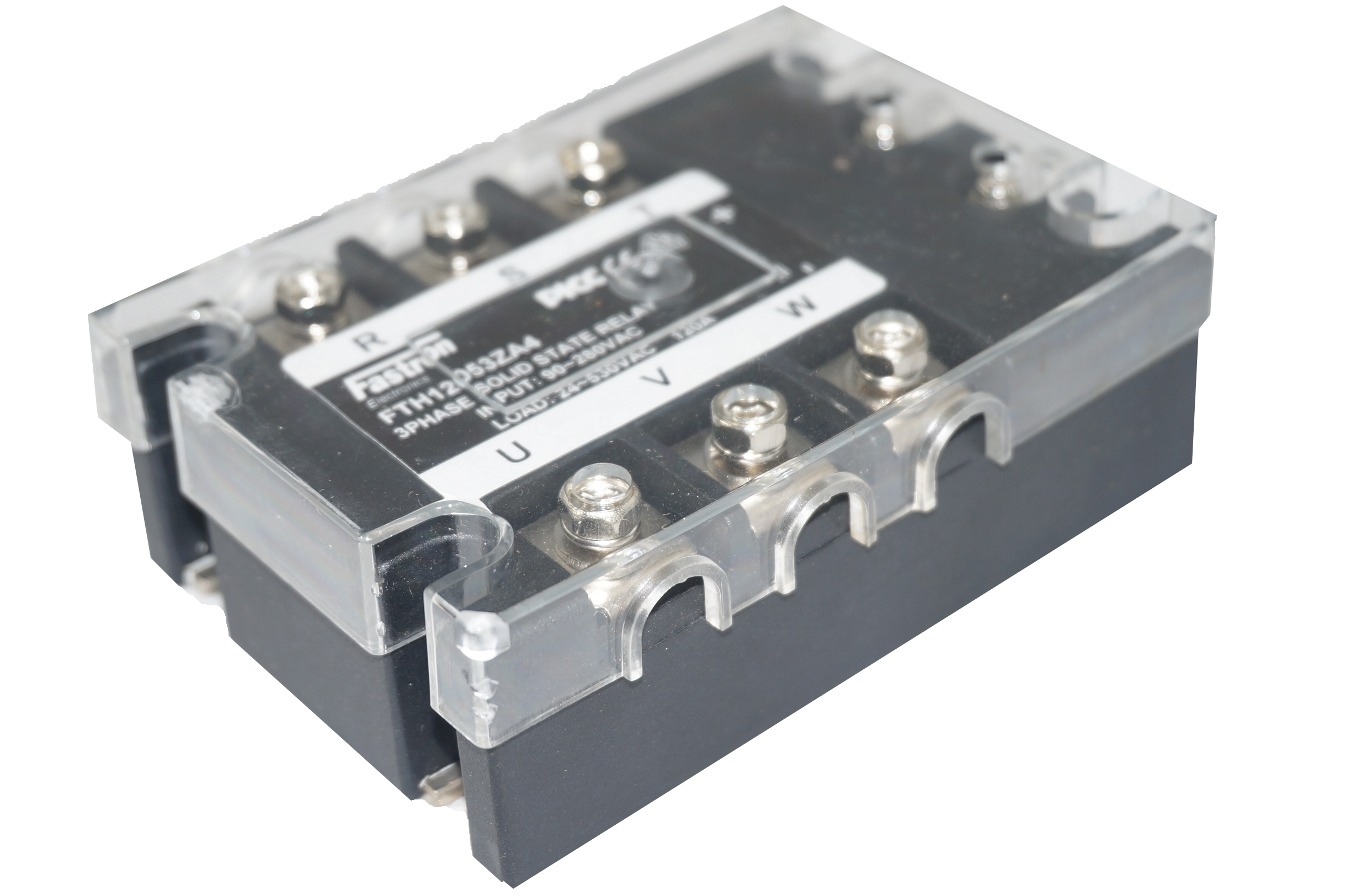 FTH12053ZA4, Solid State Relay, 3 Phase 90-280VAC Control, 120A, 70-530VAC Load, with IP20 Cover