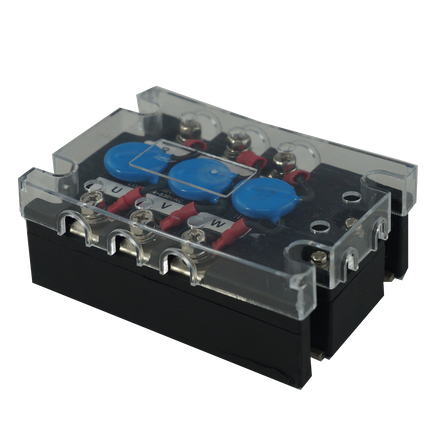 FTH12053ZA4-P, Solid State Relay, 3 Phase 90-280VAC Control, 120A, 70-530VAC Load w/ Varistors, with IP20 Cover