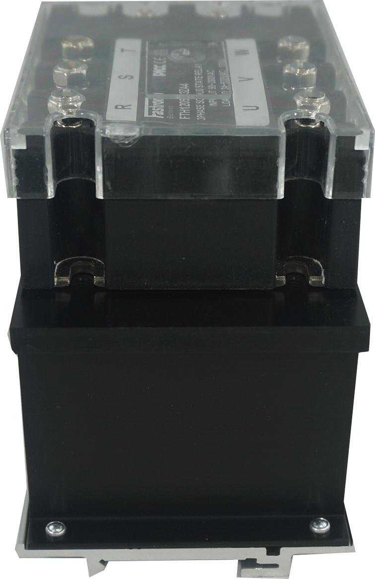 HS103DR + FTH2553ZD3, Three Phase Solid State Relay 4-32VDC Control, 3 x 21Amp, 48-530VAC Load, LED Status Indicator, with IP20 Cover
