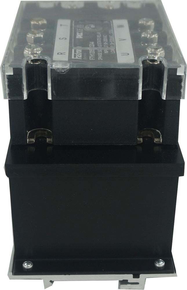 FTH2553ZA4 + HS103DR, Three Phase Solid State Relay 90-280VAC Control, 3 x 21Amp, 48-530VAC Load, LED Status Indicator, with IP20 Cover