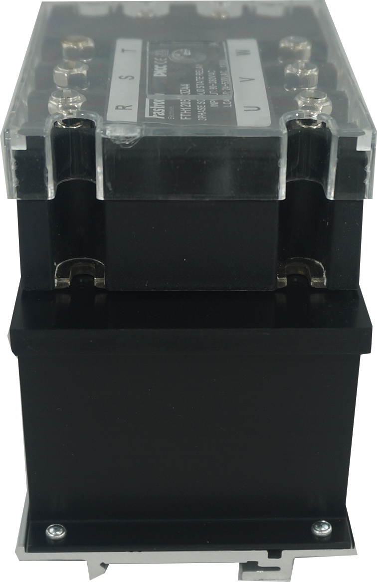FTH2553ZA4 + HS103DR, Three Phase Solid State Relay 90-280VAC Control, 3 x 21Amp, 48-530VAC Load, LED Status Indicator, with IP20 Cover