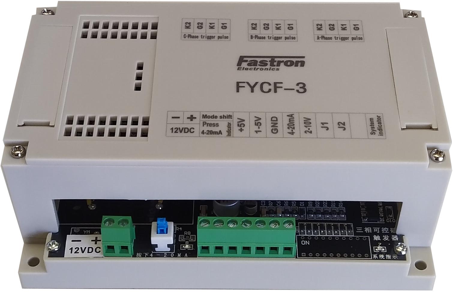 FYCF-3, Three Phase Voltage Control SCR Trigger Module, 4-20mA,2-10V,1-5V,5K POT Input, 200-450VAC, 12VDC Aux Supply
