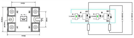 FYDH-5048ZD3-2H, Dual Solid State Relay, Two Pole 3-32VDC Control, 2 x 50A, 24-480VAC Load