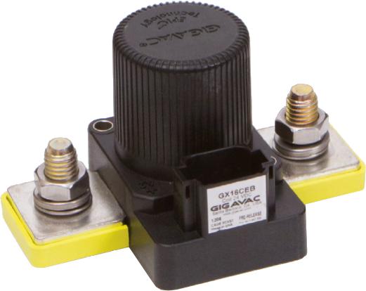 GXSA16CEB, Contactor with Overcurrent Trip, SPST-NO, 600+ AMP, 12-800VDC, 24VDC Coil, 8 Pin Deutch Connector, SPST-NO Auxiliary Contact, IP67, IP69K