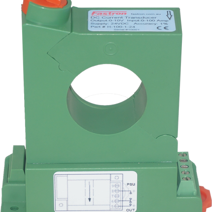 BH-300-1-24, Split Core Hall Effect DC Current Transducer, +/-300 Amp DC, +/-10V Bipolar output, 31mm aperture, 24VDC supply
