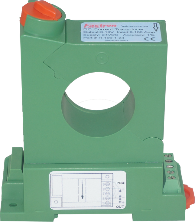 H-300-2-24, Split Core Hall Effect DC Current Transducer, 0-300 Amp DC, 4-20mA unipolar output, 31mm aperture, 24VDC supply