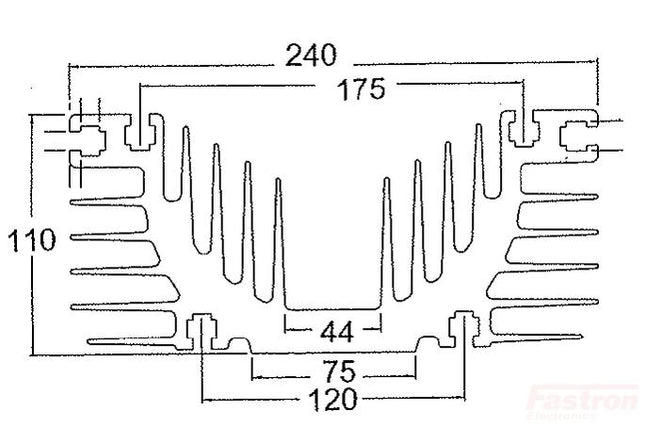 Fastron Electronics Heatsink H10/180MA, Heatsink, 180mm long, Milled and Alodined FE-H10/180MA