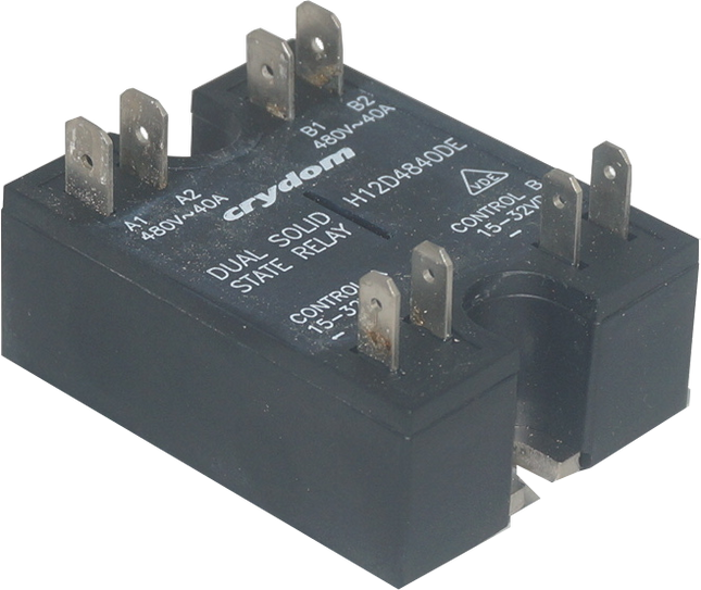 H12D4840DE, Dual Solid State Relay, Two Pole 15-32VDC Control, 2 x 40A, 48-530VAC Load