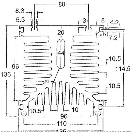 H31/110M-T, Heatsink 110mm, Milled, Drilled and Tapped for 3 Phase SSR with Thermal Overload, 0.5°C/Watt