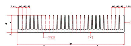 H36/3000R, Heatsink 250mm x 40mm profile, 3000mm long. Raw finish. 0.49 Deg C per Watt @ 200mm-Heatsink-Fastron Electronics-Fastron Electronics Store