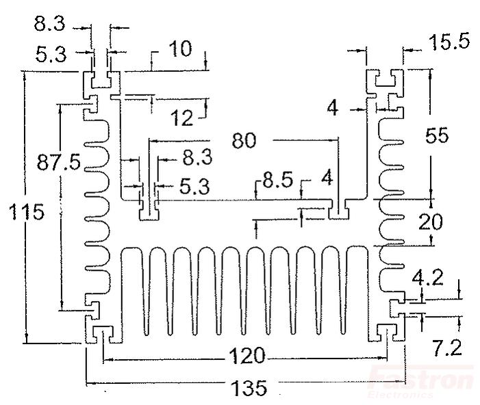 Fastron Electronics Heatsink H6/120A, Heat Sink 120R x 120R H6 Alodined, 0.47 Deg C per Watt FE-H6/120A