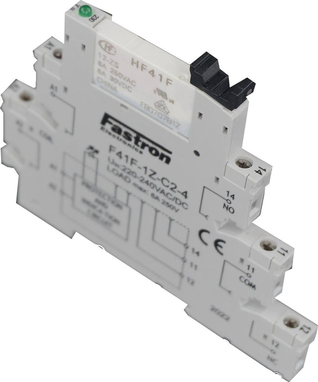 F41F-1Z-C2-1-12VDC, Slim Relay & Socket with Screw Terminals 12VDC Coil, 6 Amp @ 30VDC/250VAC