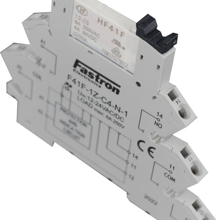 F41F-1Z-C4-1-12VDC, Slim Relay & Socket with Spring Terminals 24VDC Coil, 6 Amp @ 30VDC/250VAC
