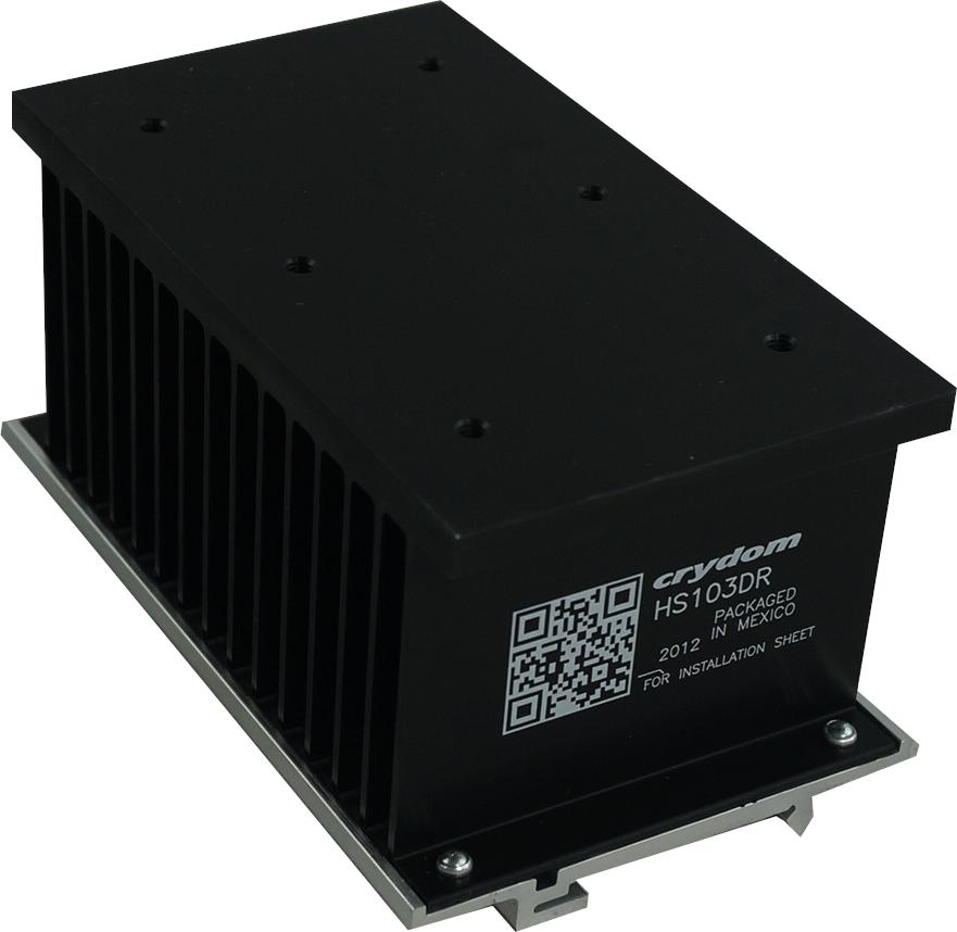HS103DR, Din Rail Mount Heat sink, for 3 x single or 1 x 3 phase Solid State Relay, 55Amp @ 40 Deg, 1°C/W