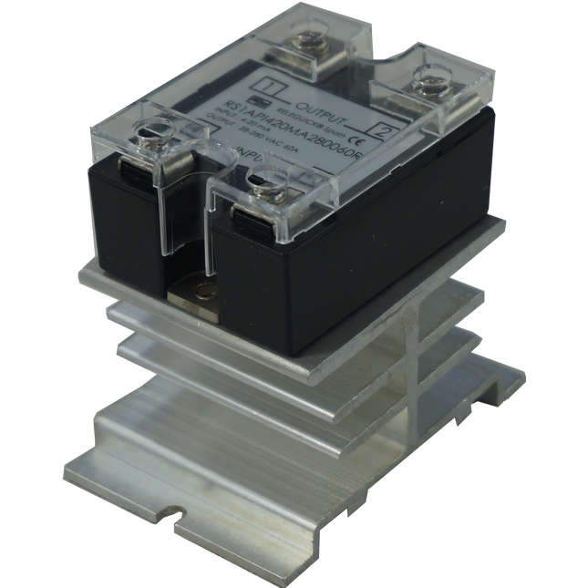 HS211A-DR + RS1API420MA280025R, Single Phase Proportional Phase Controller with Heatsink, 4-20mA Input, 240V, 25 Amps, Panel Mount